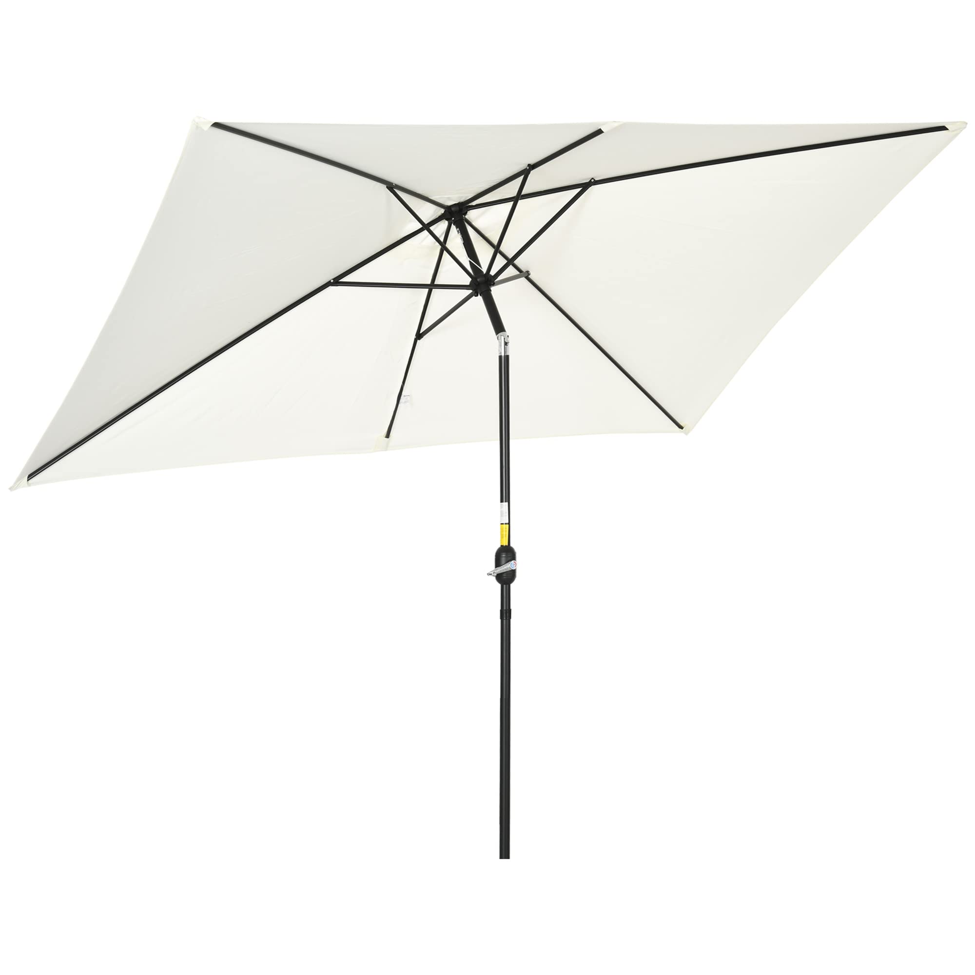 Outsunny Sombrilla de Aluminio 200x300x253 cm Parasol Rectangular de Jardín Inclinable con Manivela y Poste Desmontable Anti-UV para Terraza Piscina Patio Exterior