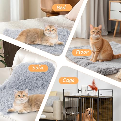 ElevateTech Beruhigende Kuscheldecke für Haustiere Flauschige Weiche Katzendecke Waschbare Warm 22 × 14 Zoll/56 × 36 cm Graue Welpendecke fürInnenbereich Maschinenwaschbar Graue