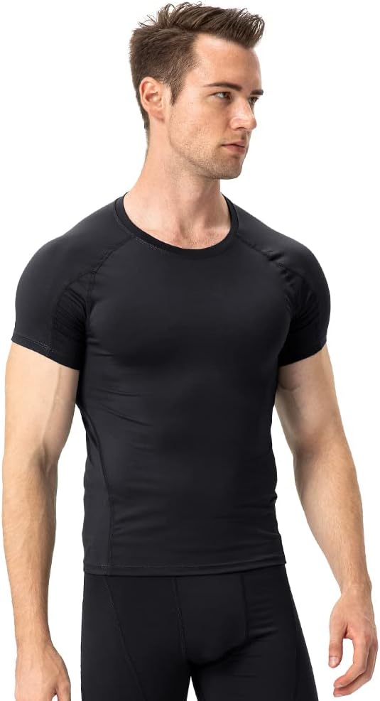 Men's Compression Shirt Short Sleeve Athletic Compression Tops Cool Dry Undershirts Baselayer Gym Workout T Shirt - Image 3