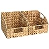StorageWorks Storage Baskets for Organizing, Wicker Baskets with Built-in Handles, Handwoven Wicker Storage Baskets, Water Hyacinth Wicker Baskets for Shelves Storage, 2 Pack