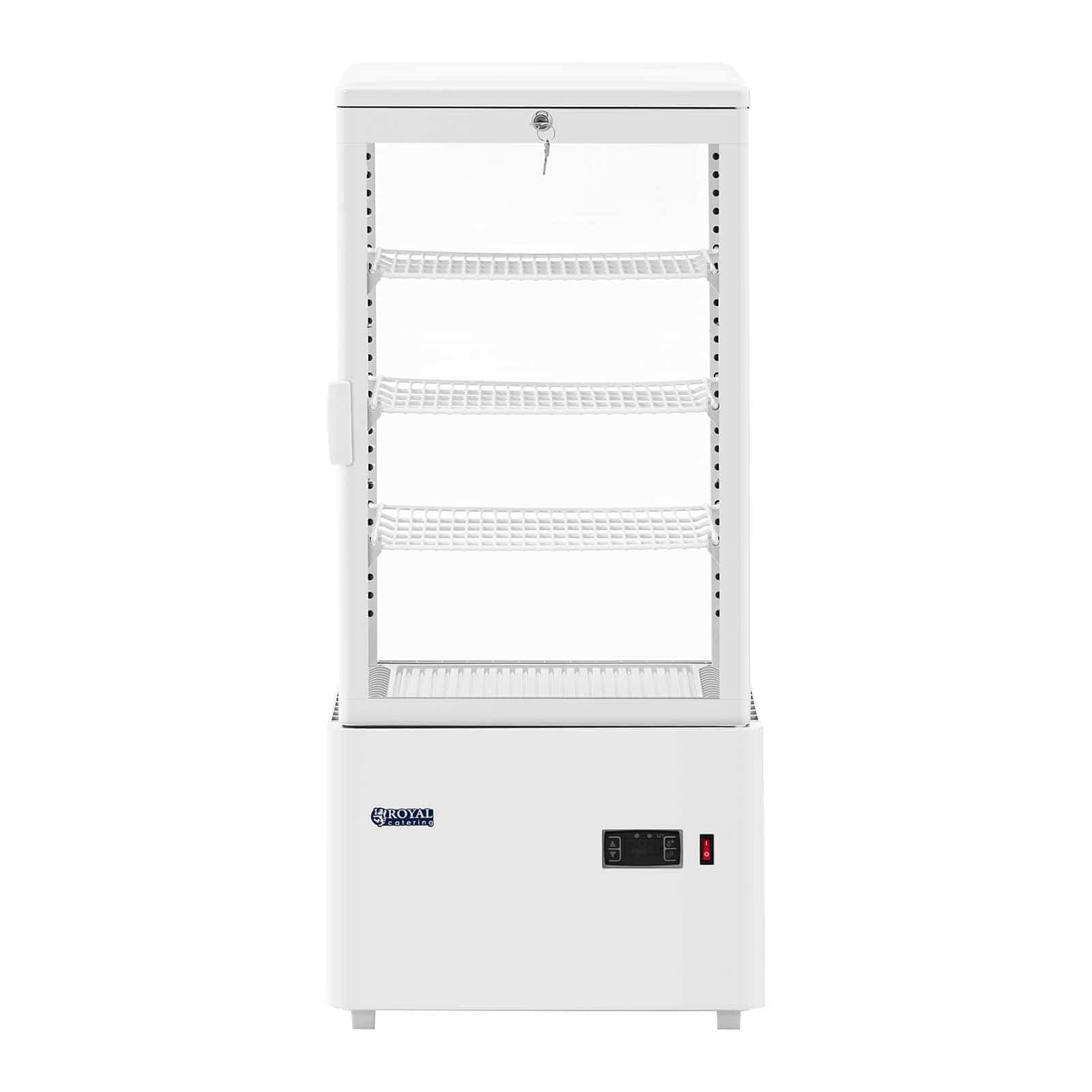 Royal Catering Vetrina Refrigerata da Banco RCCC-78-WT (78 L, 4 livelli, bianco, chiudibile a chiave)