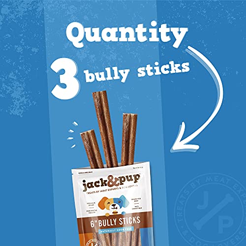 Jack&Pup 6 Inch Thick Bully Sticks for Medium Dogs, Dog Bully Sticks for Small Dogs -6″ Bully Sticks for Puppies Natural Bully Sticks Odor Free Long Lasting Dog Chews, Beef Bully Stick (3 Pack) Jack&Pup 6 Inch Thick Bully Sticks for Medium Dogs, Dog Bully Sticks for Small Dogs -6″ Bully Sticks for Puppies Natural Bully Sticks Odor Free Long Lasting Dog Chews, Beef Bully Stick (3 Pack)
