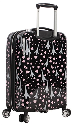 Betsey Johnson Designer 20 Inch Carry On - Expandable (ABS + PC) Hardside Luggage - Lightweight Durable Suitcase With 8-Rolling Spinner Wheels for Women (Paris Love)