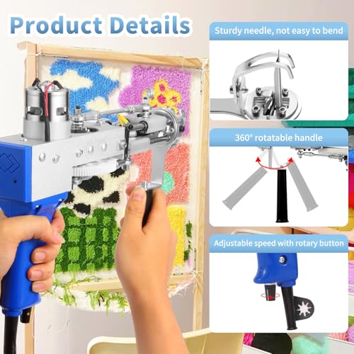 Image of Rug Tufting Gun Kit with Carpet Trimmer, 2 in 1 Cut & Loop Pile Tufting Gun with Tufting Cloth, Rug Making kit for Beginners