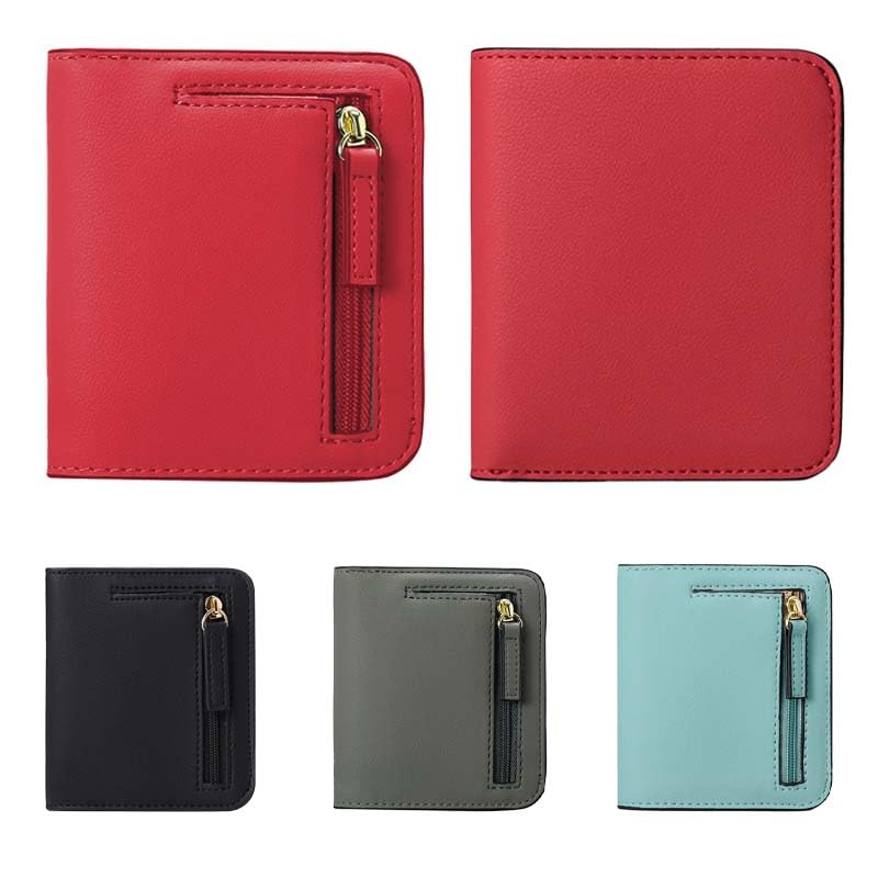 Red RFID Blocking Wallet for Women-Small PU Leather Bifold Mini Purse with Magnetic Closure,Multi-Layer Compact Design,ID Window and Card Slots