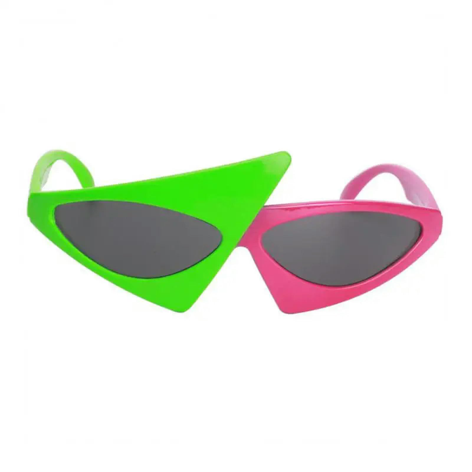 Zshdtkwb Triangle Green + Pink Sunglasses Green Pink Contrast Funny Glasses Glasses Asymmetric Triangular Sunglasses Party Decorations