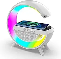 Luminária Inteligente RGB com Caixa de Som Bluetooth, Despertador e Carregamento Sem Fio por Indução – Design Moderno para Quarto