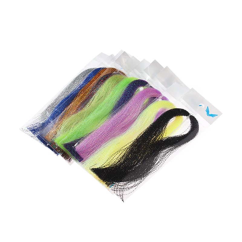 GREATFISHING 230 Strands 10 Best Color/Set Sparkle Crystal Flash Flashabou Tinsels Fly Fishing Line Hook Lure Flash Flies Decorating Fly Tying Material Dry Flies (Combo A)
