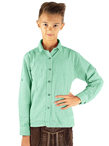Isar-Trachten Kinderhemd Trachtenhemd kariert (152, mittelgrün)