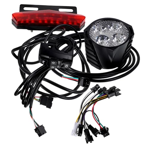 PRETYZOOM Electric Bike Light Set Full Kit Front Rear Tail Light Turn Signals Horn Switch for E-Bikes Scooters