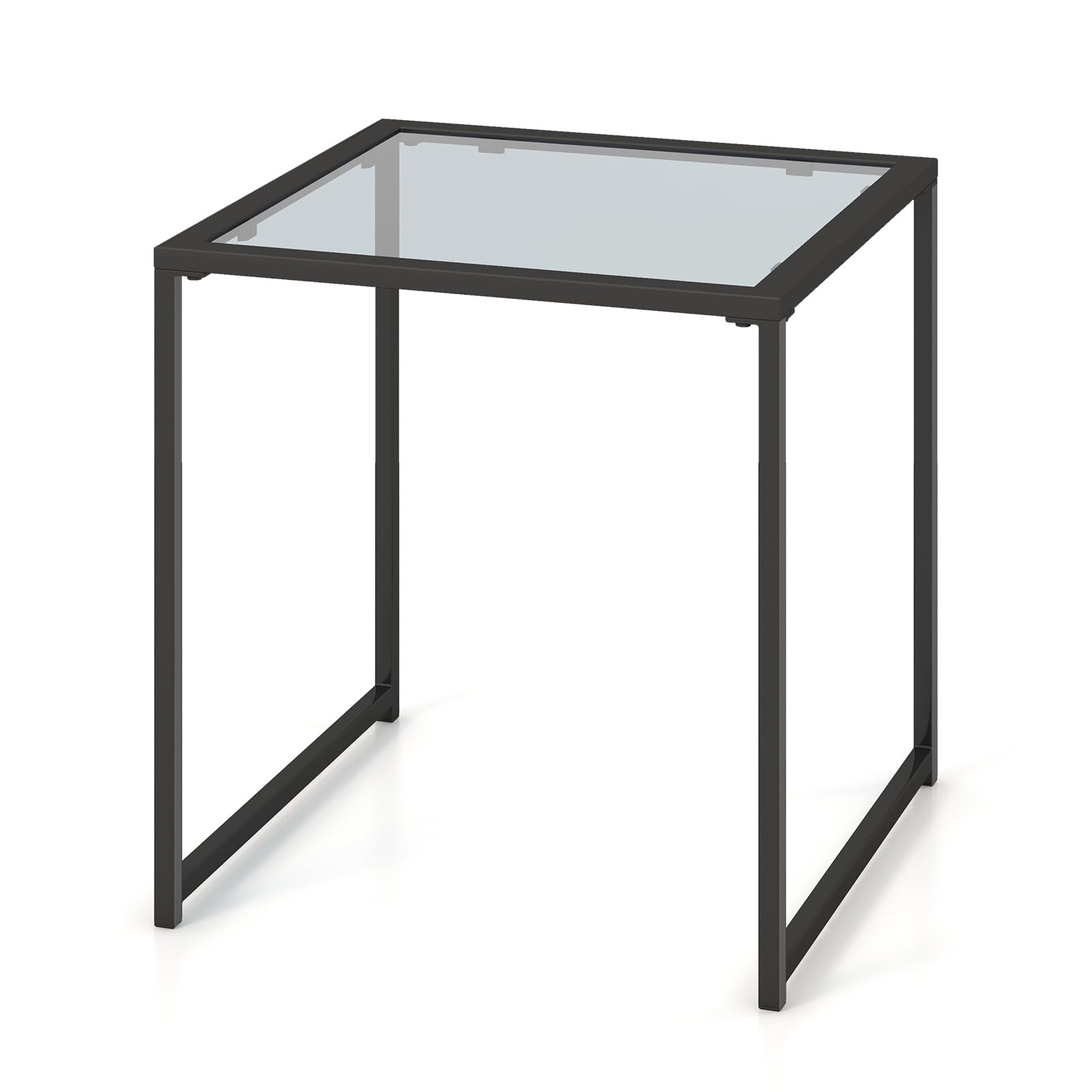 GIANTEX Tavolino quadrato 43 x 43 cm con piano in vetro temperato