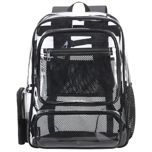 Heavy Duty Clear Backpack - Transparent School Stadium Backpack for Boys, Girls, Men & Women