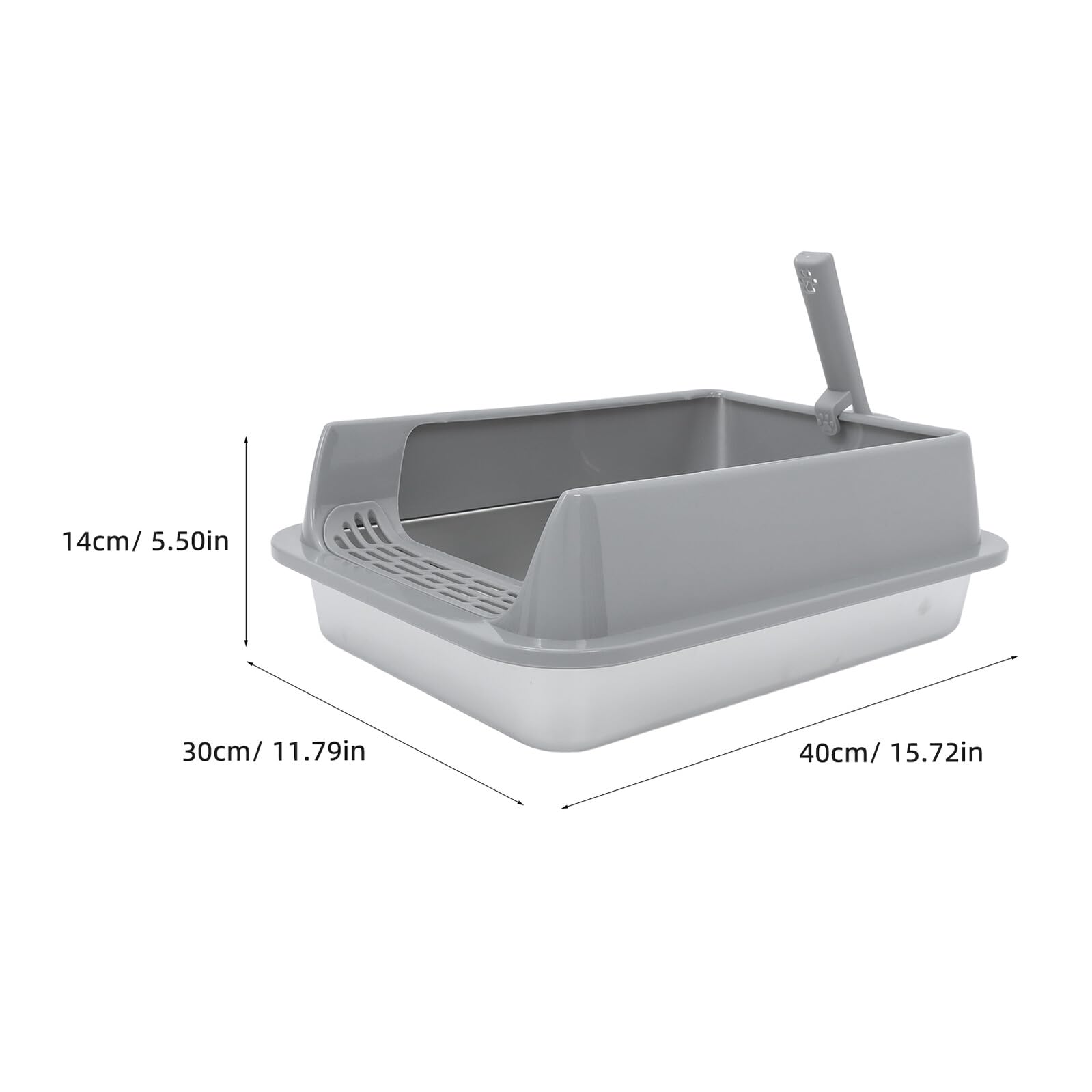 DOITOOL Bandeja de Arena para Gatos de Acero Inoxidable Mediana con Tapa Metálica Gris Caja Cerrada Antiadherente para Uso Doméstico Interior y Exterior Accesorios Gatos Caja de Arena