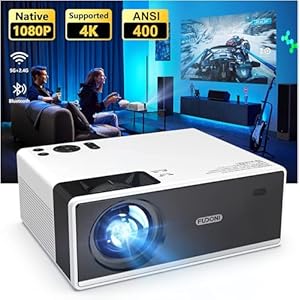 FUDONI Projector with WiFi and Bluetooth, Outdoor Portable 4K Support Projector 18000L HD 1080P Max 300″ Display Zoom, Movie Video Home Theater Projector Compatible with HDMI/USB/Phone/Laptop/TV Stick