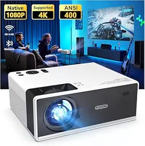 FUDONI Projector with WiFi and Bluetooth, Outdoor Portable 4K Support Projector 15000L HD 1080P Max 300