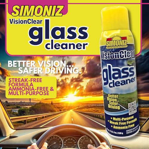Simoniz Vision Clear Glass Cleaner Streak Free (2-pack) 19oz + LARGE Microfiber Polish Cloth COMBO