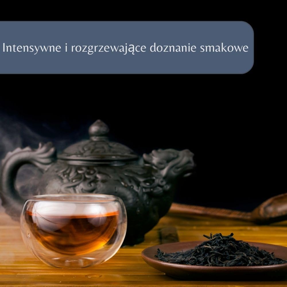 Organiczna wędzona herbata Lapsang Souchong – sypana czarna herbata wegańska, w 100% naturalna, bez GMO – z upraw ekologicznych – pakowana we Francji – woreczek 200 g (100 filiżanek)