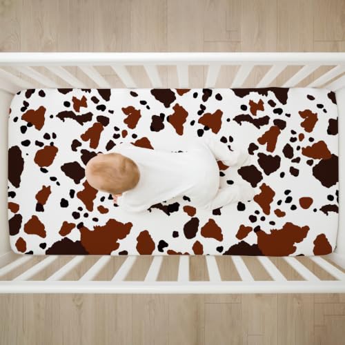 Image of 4 Pack Western Cowboy Crib Sheet Set for Boys or Girls, Neutral Soft Breathable Fitted Crib Sheet, Western Nursery Decor for Standard Crib and Toddler Bed Mattresses 28 x 52 in