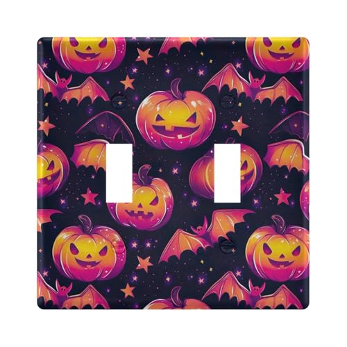 UMIRIKO Halloween Pumpkin Bats Light Switch Cover Plate Covers Decorative Double Toggle Home Decor 202b6536