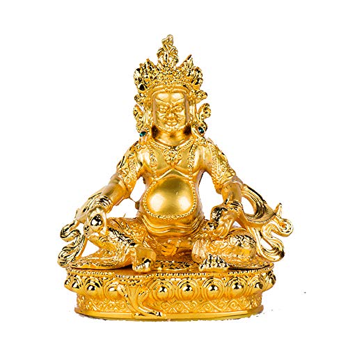 Statue de Bouddha du Dieu de la Richesse en résine jaune de 12,7 cm pour decoration zen