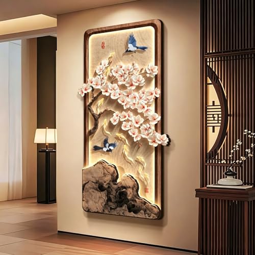 Peintures Décoratives d'Entrée Rétro Chinois avec Éclairage Led Intégré Salon - 3