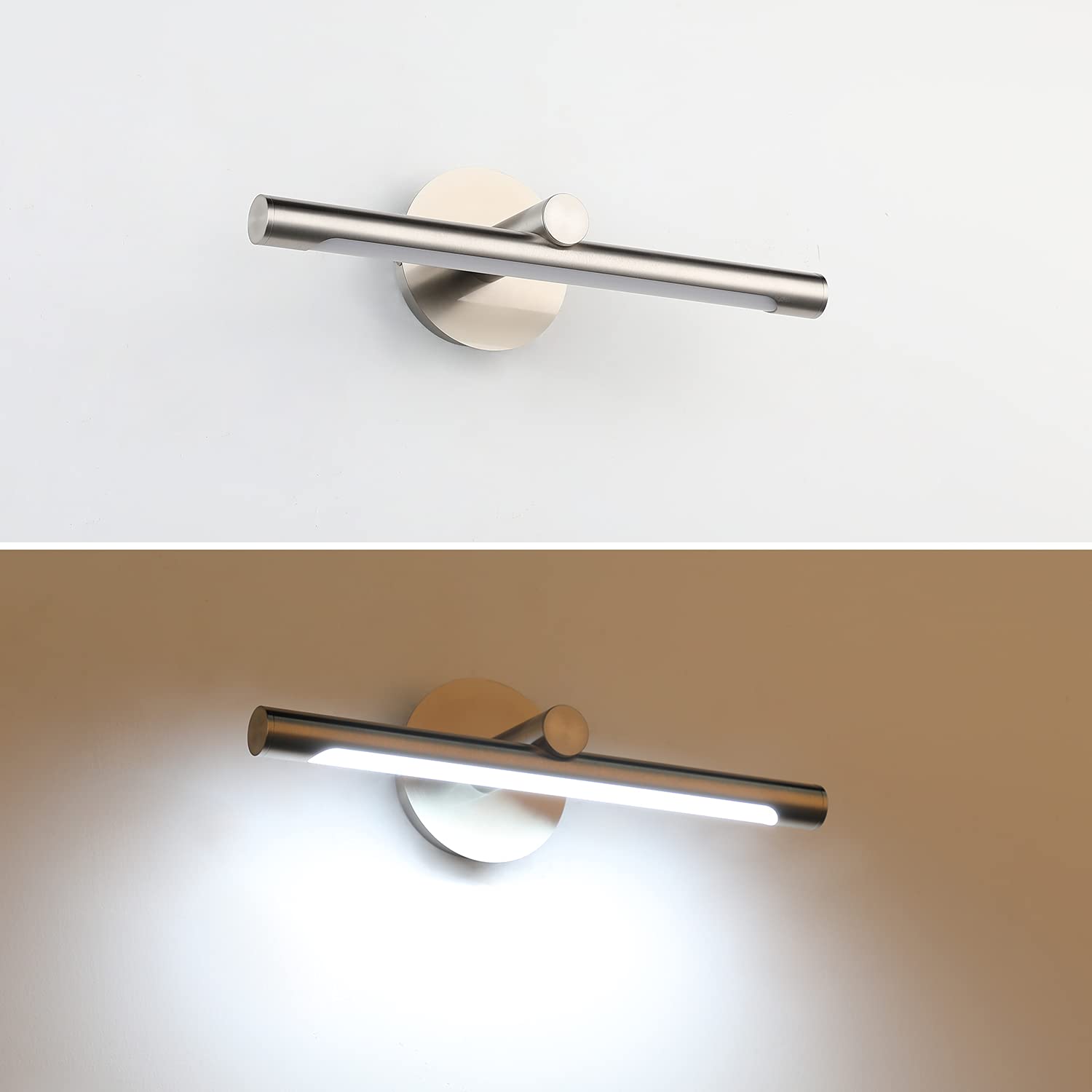 JUSHENG Modern Bathroom Vanity Light Fixtures Brushed Nickel Indoor LED