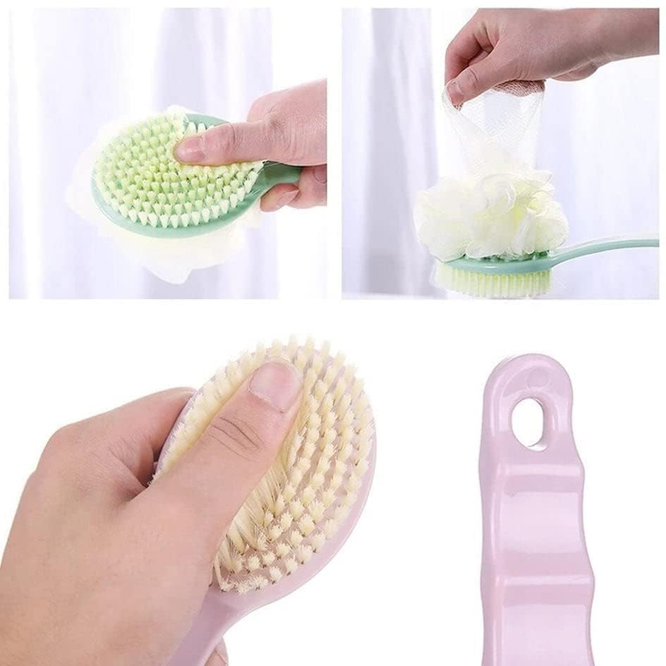 Sarthu 2 in 1 Loofah with Handle, Back Srubber, Bath Brush with Handle, Bath brush for women & Men, Body Cleaning Brush, Loofah Brush(Multicolor pack of 1) 4