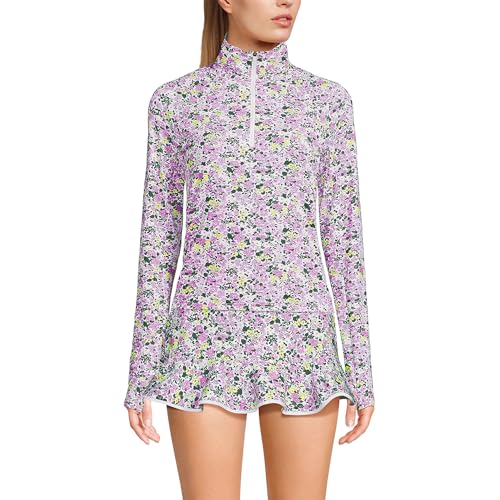 Lands' End Women's Long Sleeve Rash Guard Cover-up UPF 50 X-Small White Multi Ditsy Floral