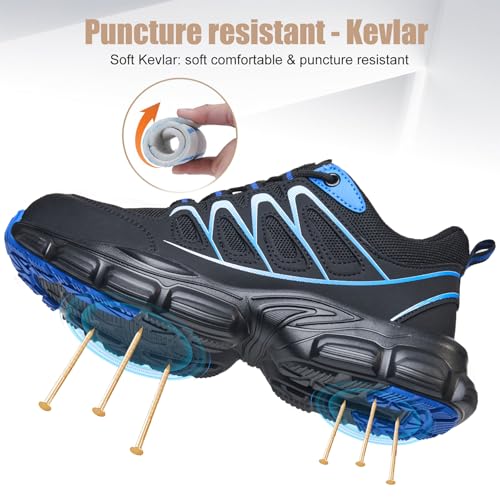 Image of Hogent Steel Toe Shoes for Women Men Wide Non Slip Work Sneakers Indestructible Shoes Lightweight Breathable Construction Sneakers Puncture Proof Ergonomic Design