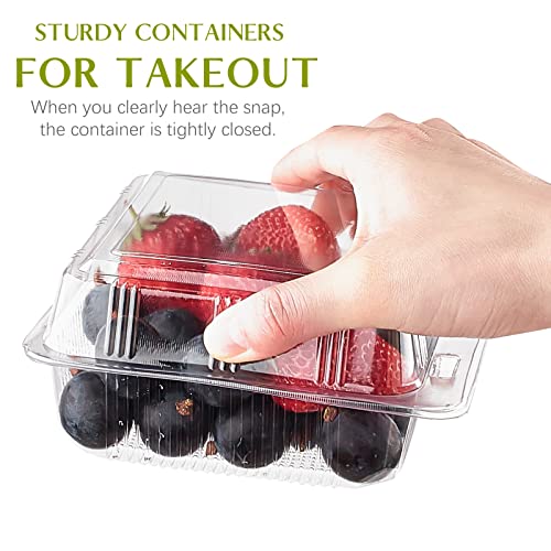 Zezzxu 50 Pcs Clear Plastic Hinged Food Containers With Lids - Disposable Clamshell Boxes Square To Go Cake Slice Take Out Tray For Cake Sandwich Salad Pasta Hambuger (5.1 X 5.3 X 2.5 Inch) #TOP3