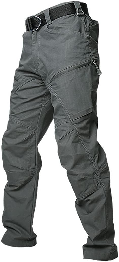 KEHAIOO Tactical Cargo Pants, Mens Summer Straight Combat Army Military Pants, Cotton Many Pockets Stretch Trousers