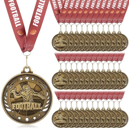 Liliaafar 12 Pack 12/36 Pack Gold Medals 2 Football Soccer Baseball Golf Basketball Metal Medals Bulk Metal Award Trophies for Adults Team Sports Event Prizes Gifts (Football)
