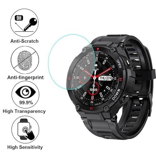Smaate Tempered Glass Screen Protector Compatible With Eigiis K22 Man’s Military 1.3 Inches Round Smart Watch, 4-Pack, 0.26Mm 9H, Anti-Shatter #TOP2