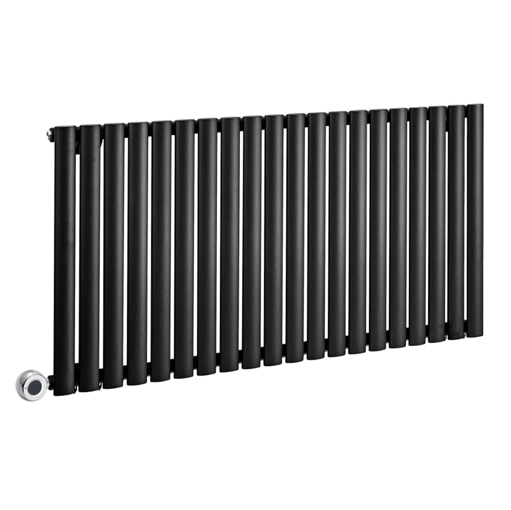 Milano Black Electric Single Panel Horizontal Designer Radiator With Wi-Fi Heating Element - 635Mm X 1180Mm - X Ecoso Aruba