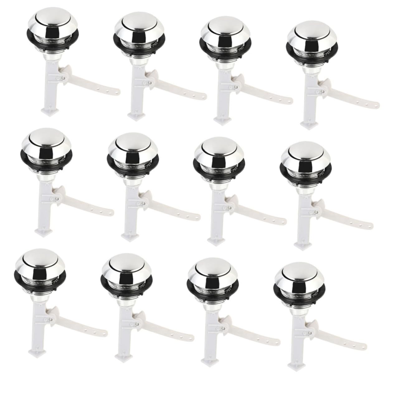 VILLCASE 3 Set Pulsante Della Toilette Pulsanti Serbatoio Wc Toilette Pulsante Parti Sostituzione Del Pulsante Di Scarico Del Gabinetto Sostituzione Del Pulsante Push Abs Argento 12 Pezzi*3