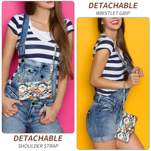 Wallet Case for SCHOK Volt SV55 SV55216 with Wrist Strap Crossbody Shoulder Strap Flower Leather Zipper Purse Card Holder Protector Stand Phone Cover SchokVolt Schock SV 55216 5.45 Girls Brown4