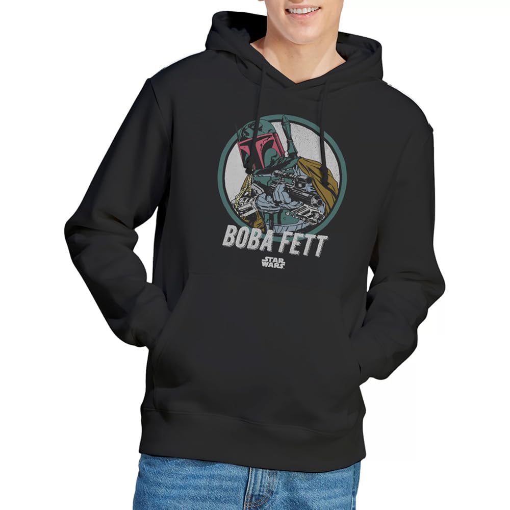 Sweat à Capuche Mixte Star Wars Retro Boba Hoodie en Coton Doux