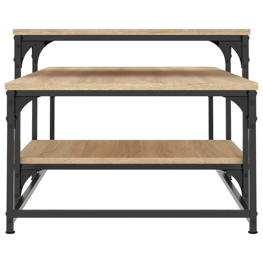 HaoChrymec Salontafel met bewerkt hout, elegant design, opbergruimte, koffietafel, woonkamertafel, voor woonkamer, Sonoma-eik, 90 x 49 x 45 cm