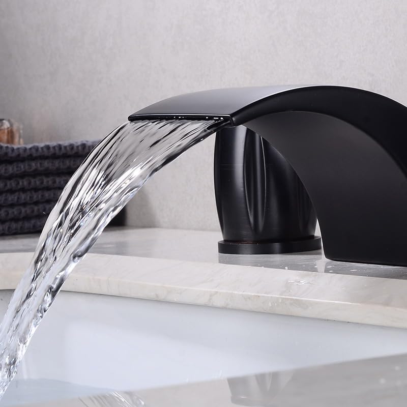 Mélangeur cascade 3 trous lavabo de salle de bain à double levier doré