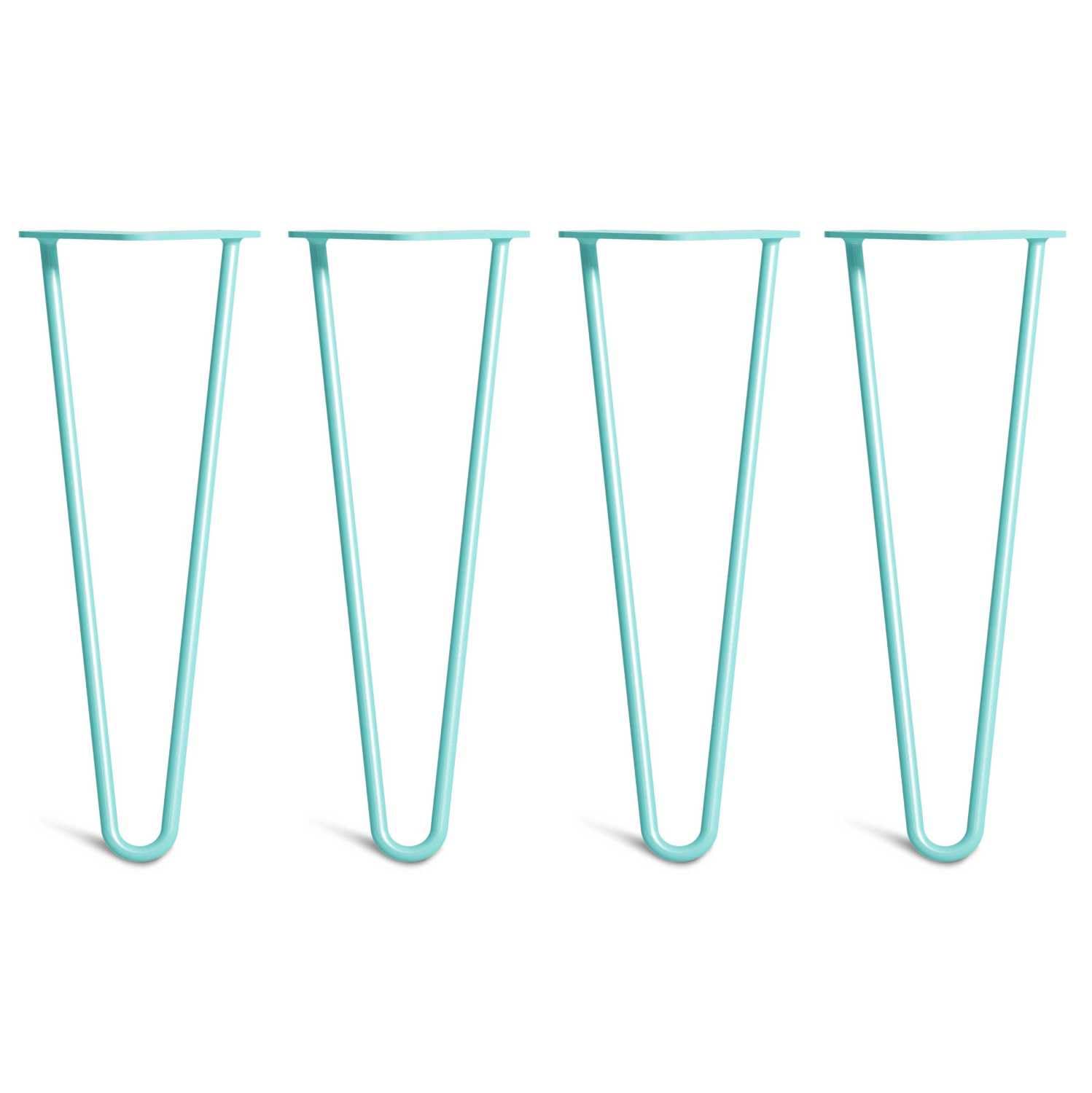 [HLC] 4 x Hairpin Table Legs – Superior Double Weld Steel Construction With Screws, Build Guide & Protector Feet Worth £8 Included! – 10mm Steel [14"/35cm,Duck Egg]