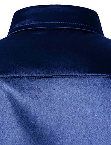 Image of ZEROYAA Men's Luxury Printed Silk Like Satin Button Down Dress Shirt for Party Prom