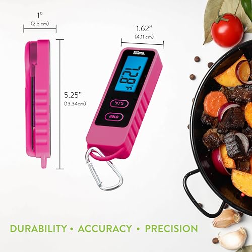 Image of Taylor Tru Temp Digital Meat Thermometer with Folding Probe, Caribiner Clip