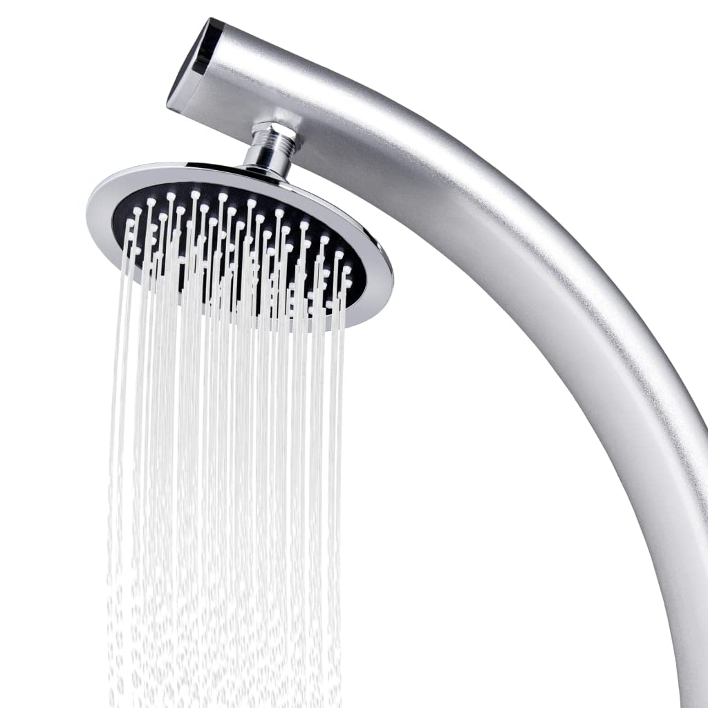Prysznic ogrodowy z aluminium, wysokość 215 cm, z prysznicem i słuchawką prysznicową, elastyczny wąż do basenu, jacuzzi, spa, basenu, brodzika, relaksujące doznania podczas kąpieli w ogrodzie