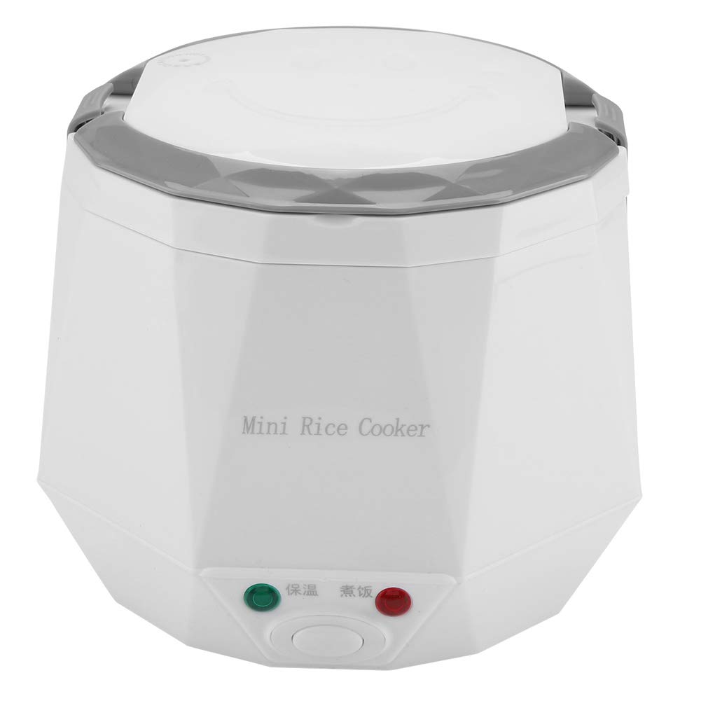 Olla arrocera eléctrica para automóvil, vaporizador de alimentos multifuncional portátil de 12 V y 100 W con revestimiento antiadherente, adecuado para viajes, camping, oficina, (Blanca)