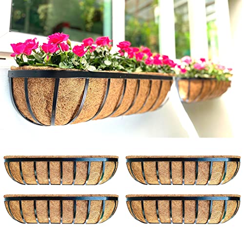 LaLaGreen Deck Railing Planter Boxes 4 Pack, 36 Inch Long Window