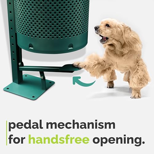 Image of Hands-Free Dog Waste Station Outdoor with Pedal - Dog Waste Disposal System & Bag Dispenser for Park & Trails - Rust Proof Doggie Station - Night Glowing Sign | 800 Pet Waste Bags & 100 Can Liners