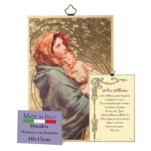 QUADRO SACRO - L'icona sacra è riprodotta in colori brillanti su un luminoso mosaico dorato; sul retro, una preghiera speciale. Una linea di quadri in legno versatile: usali come quadretti camera da letto o da appendere dove vuoi in casa! Ottima anche come idea regalo