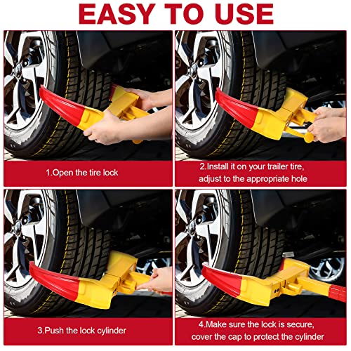 Aoriher 2 Pcs Wheel Lock For Cars, Heavy Duty Trailer Wheel Lock Universal Security Tire Lock Anti Theft Lock For Vehicles Boot Suv Atv Boat Motorcycle Golf Cart Deterrent thumb #5