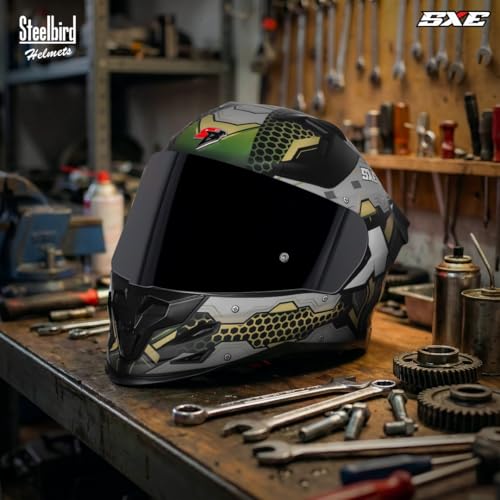 Image of Steelbird SBH-61 SXE X3 Pinlock ISI and Dot Certified Full Face Graphic Helmet for Men and Women with Inner Silver Sunshield