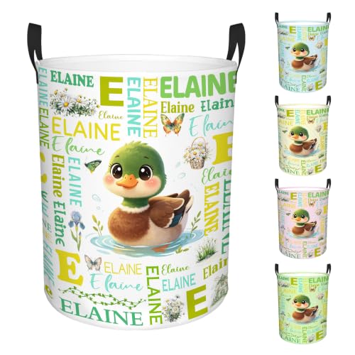 Image of Custom Mallard Duck Laundry Hamper, Personalized Laundry Basket with Name, Customized Dirty Clothes Basket for Clothes Toy Bathroom Bedroom Storage,S-16.5 inchX 13.8 inch